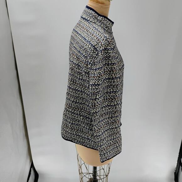 LAFAYETTE 148 Regatta Multi color Cotton Blend Snap Button Jacket tweed academia - Picture 6 of 12